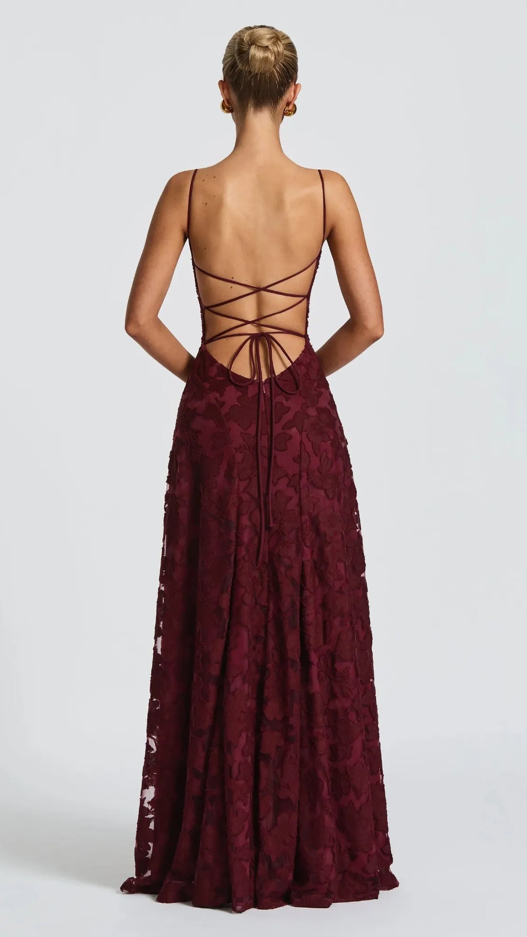Vera Bordeaux Lace Maxi Dress