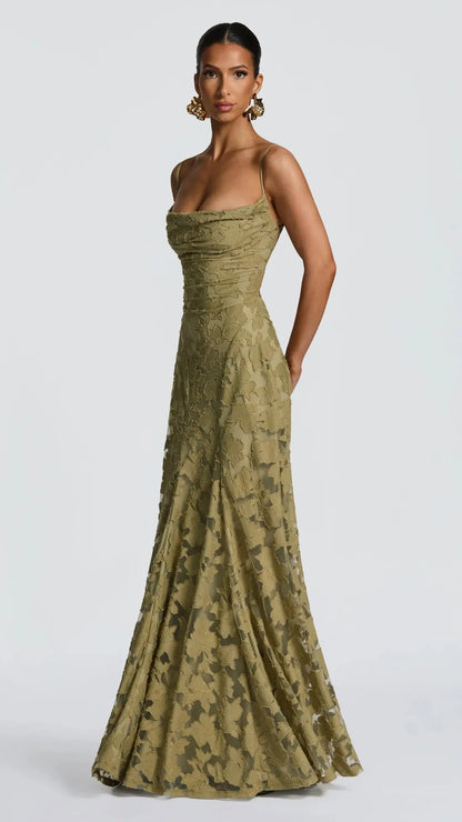 Vera Bordeaux Lace Maxi Dress