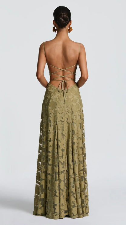 Vera Bordeaux Lace Maxi Dress