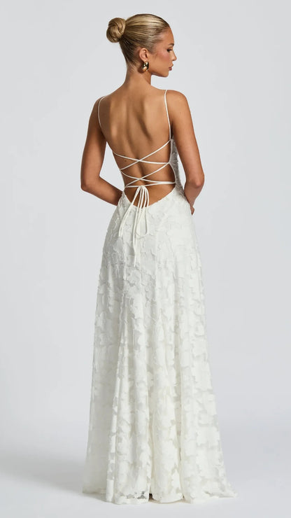 Vera Bordeaux Lace Maxi Dress